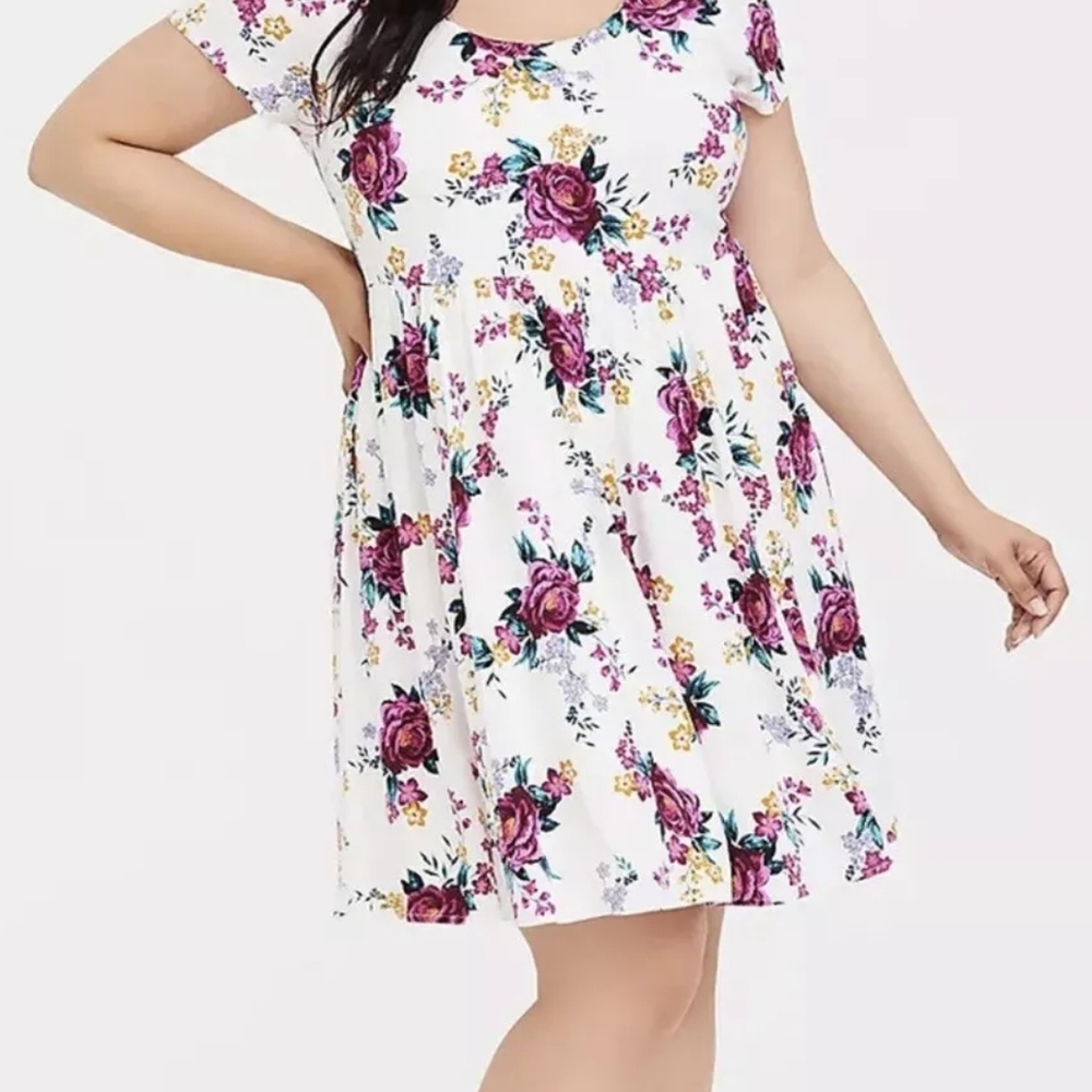Torrid Floral Skater Dress with Criss Cross Back